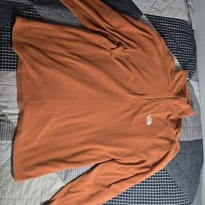 North Face Sweater Men XL Orange Pullover Quarter Zip Jacket Fleece